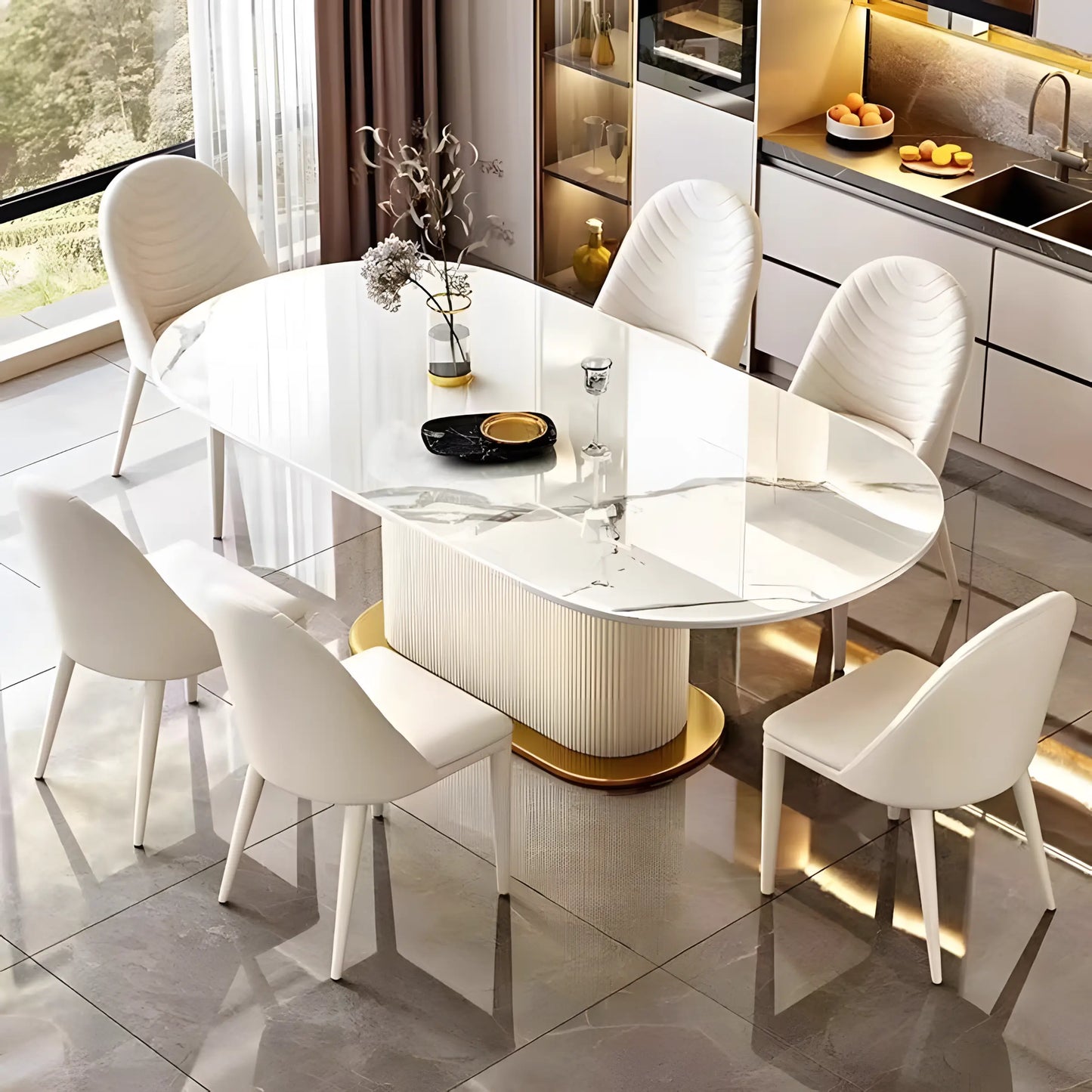 Italian Light Luxury Rock Board Dining Table