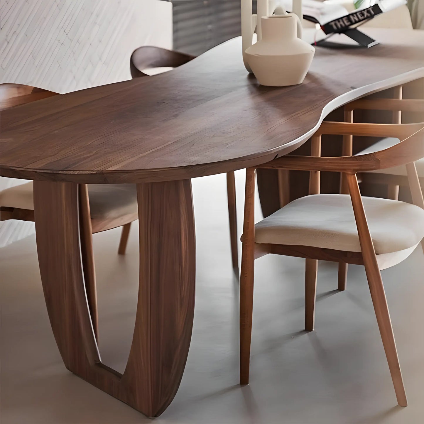 Nordic Wabi Sabi Black Walnut Dining Table and Chair