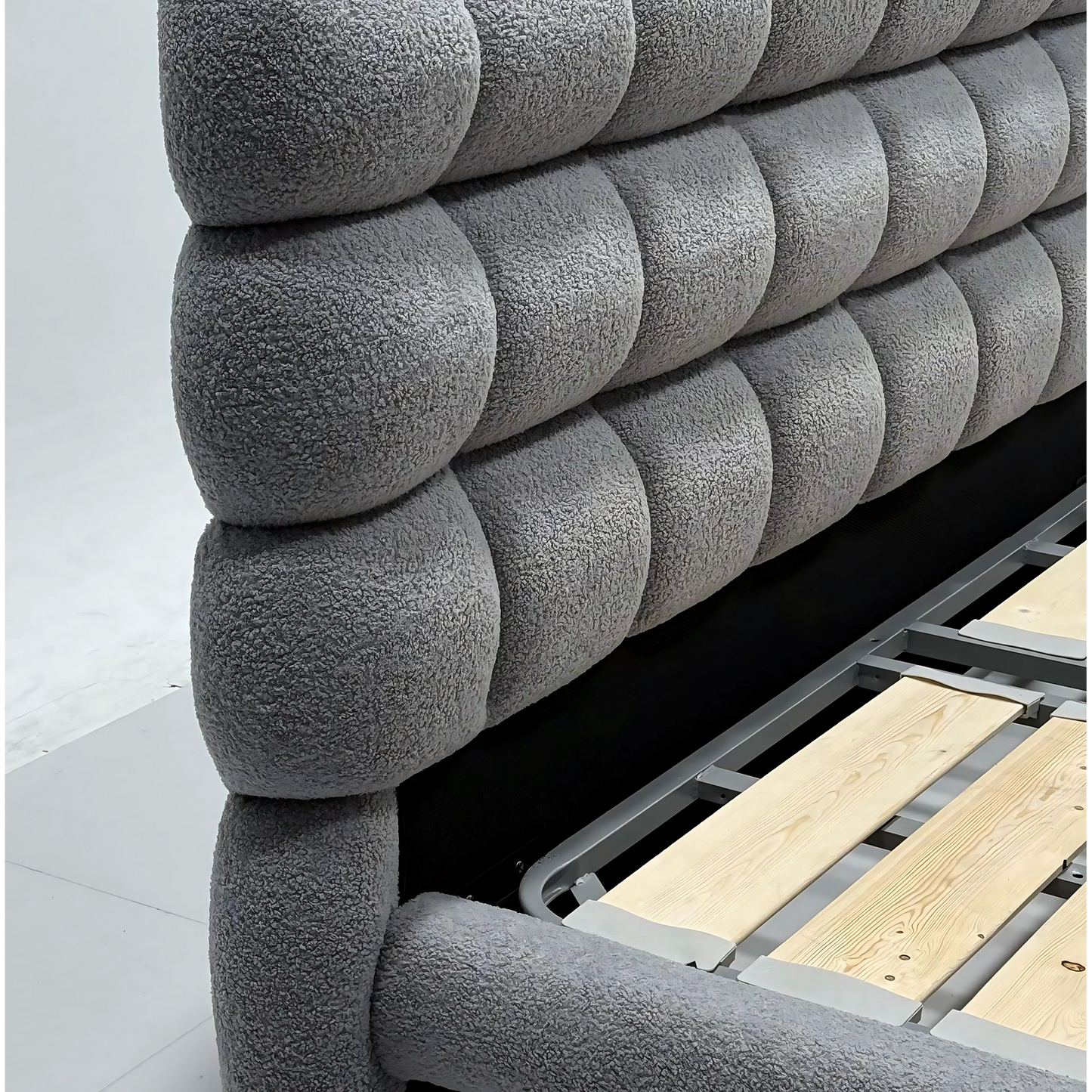 Nordic Style Home Furniture Up-holstered Fabric Bed king Size Bed High Quality Queen Bed Frame