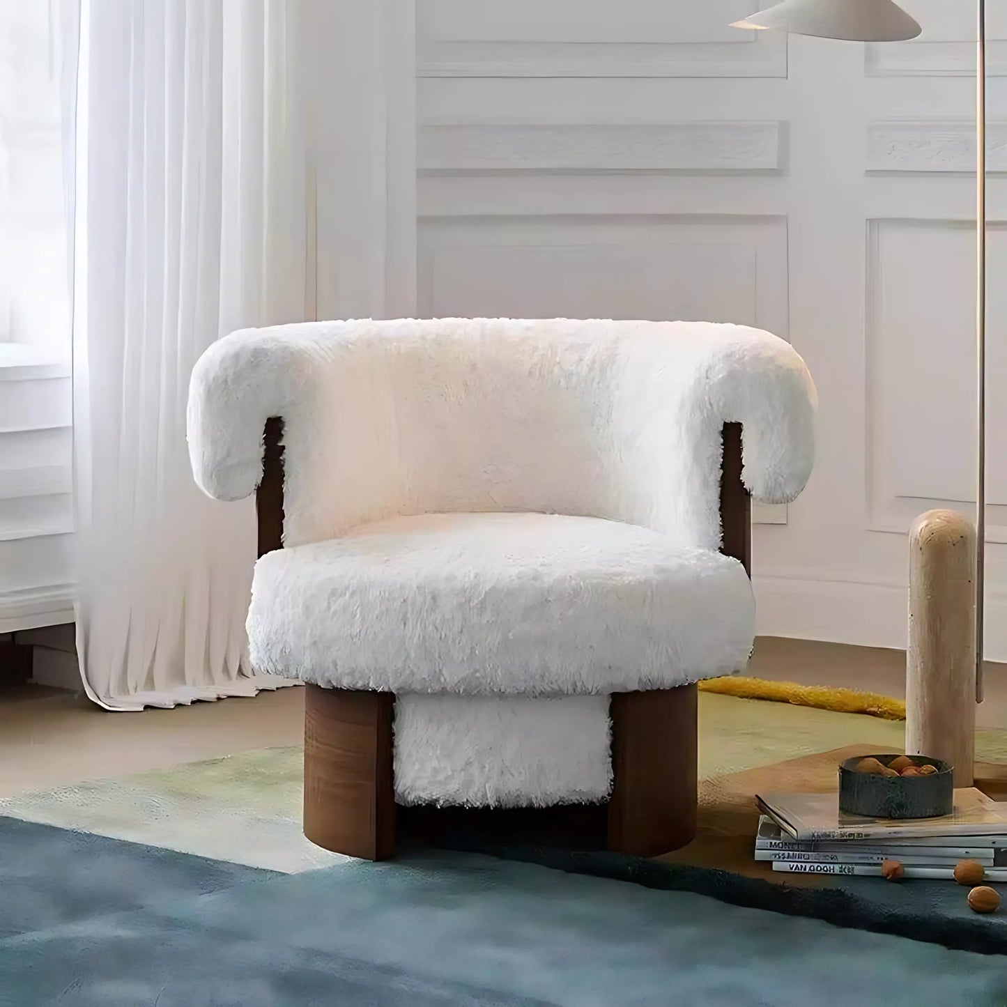 Up-holstered Fabric Single Sofa Chair Wood Frame