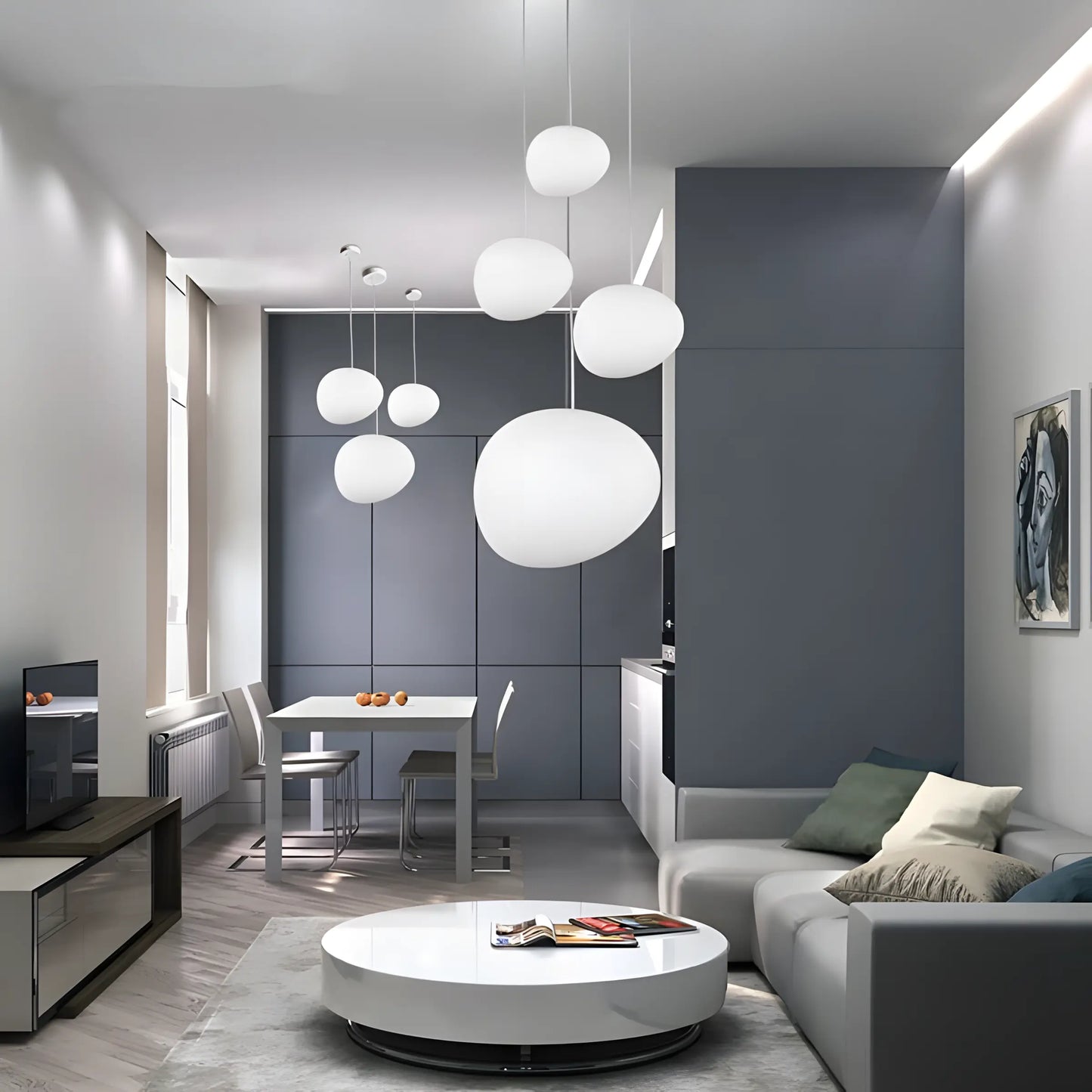 Modern Pendant Lights White Irregular Ball Pendant