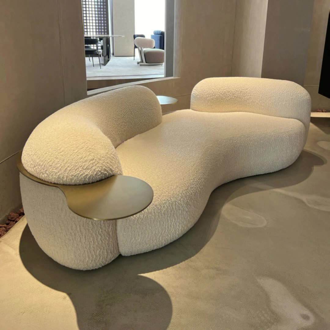 Cream Curved Living Room Sofa