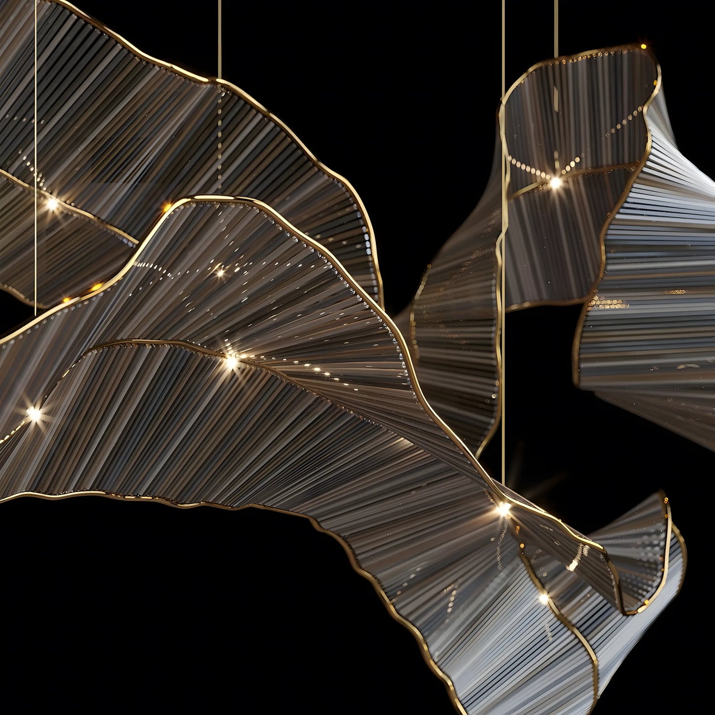 Large Silk Ribbon Shape Ceiling Hanging Lamp