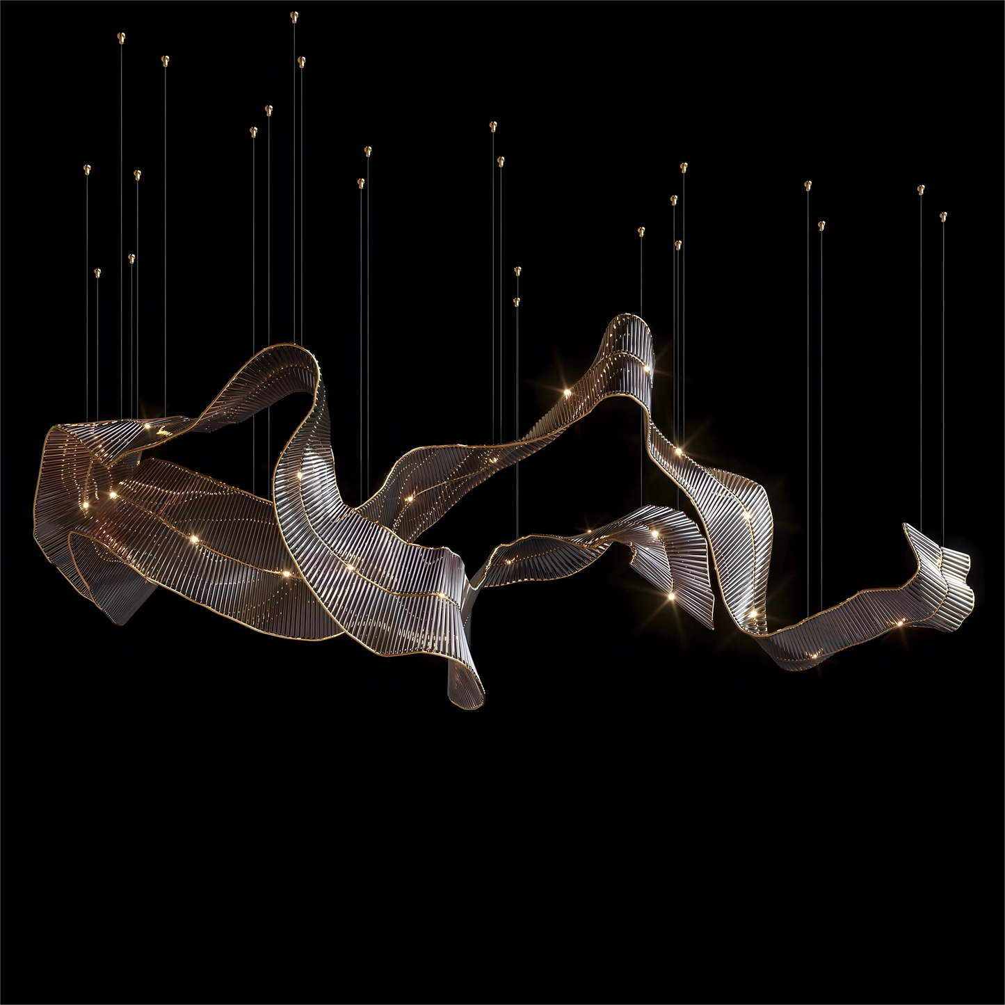 Large Silk Ribbon Shape Ceiling Hanging Lamp
