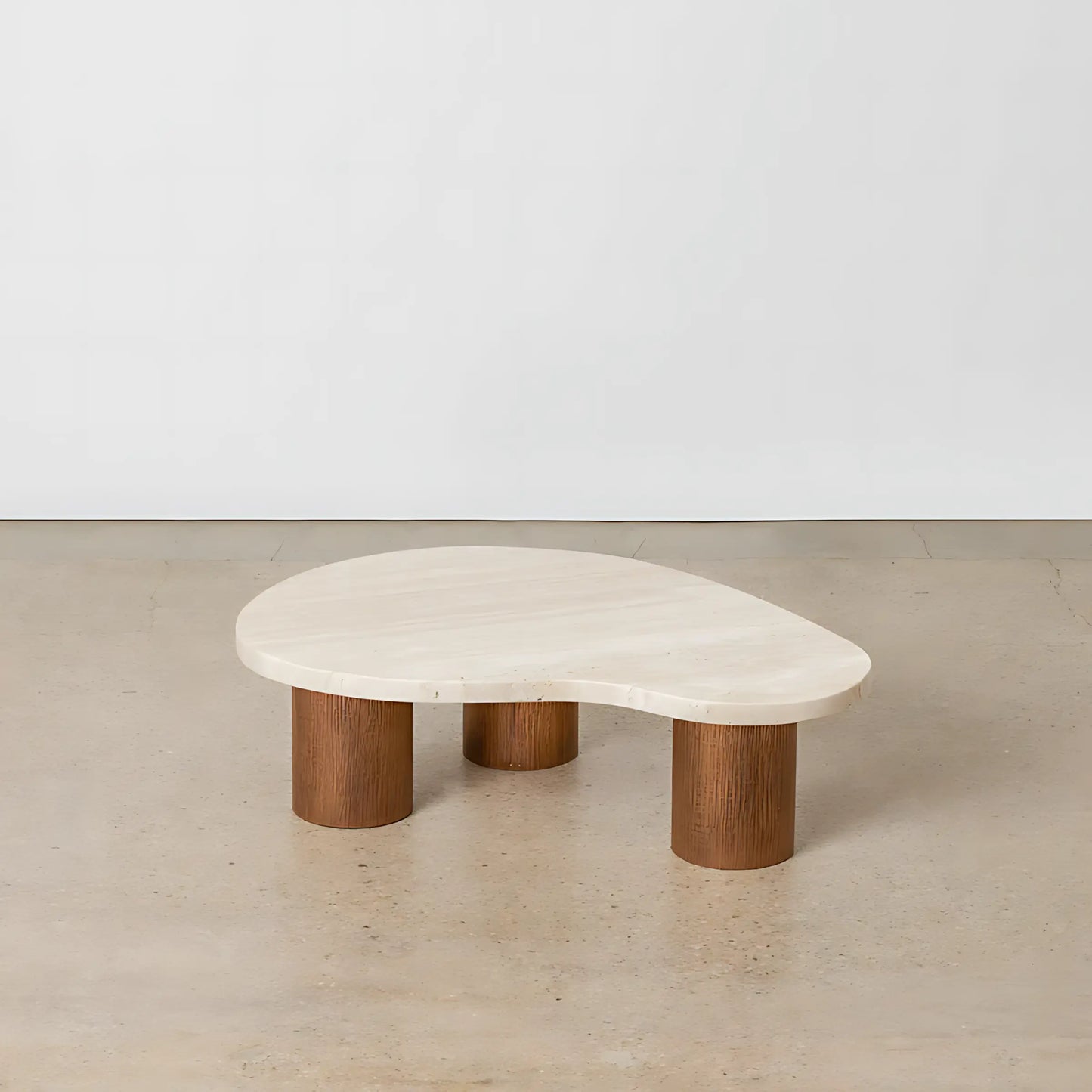 Italy Luxury Minimalist Solid Wood Leg Side Table Luxury Irregular Travertine Top Coffee Table