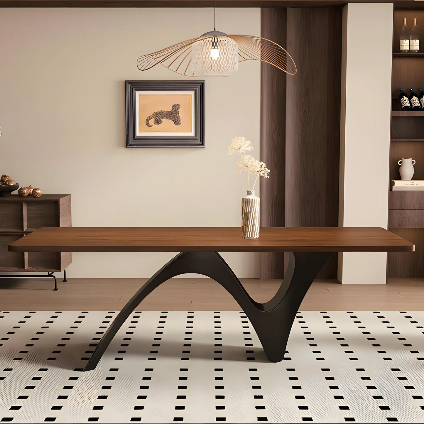 Wood Dining Table French Retro Rectangular