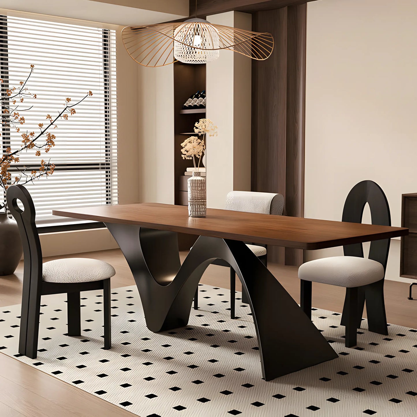 Wood Dining Table French Retro Rectangular