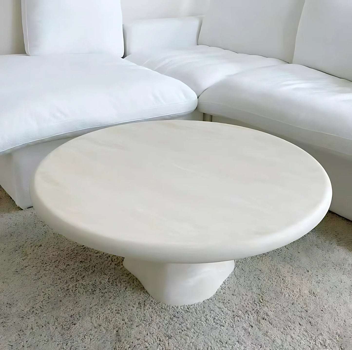 Round Fiberglass Top Unique Shape Base Coffee Table
