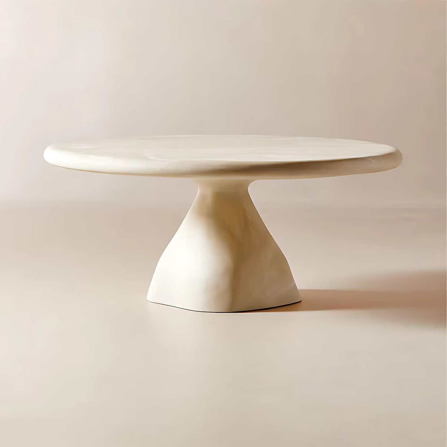 Round Fiberglass Top Unique Shape Base Coffee Table