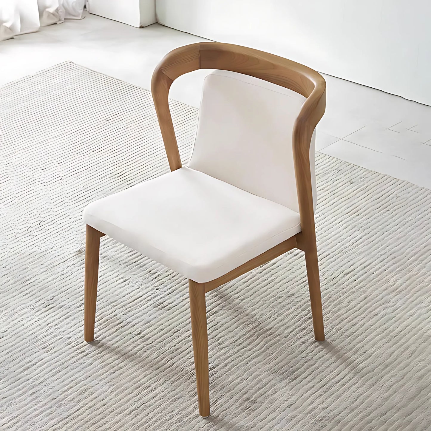 Modern Simple Ash Wooden Unique Backrest Fabric Dining Chair