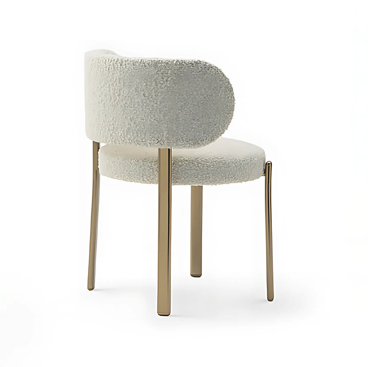 Cream Style Stainless Steel Frame Boucle Seat Dining Chair