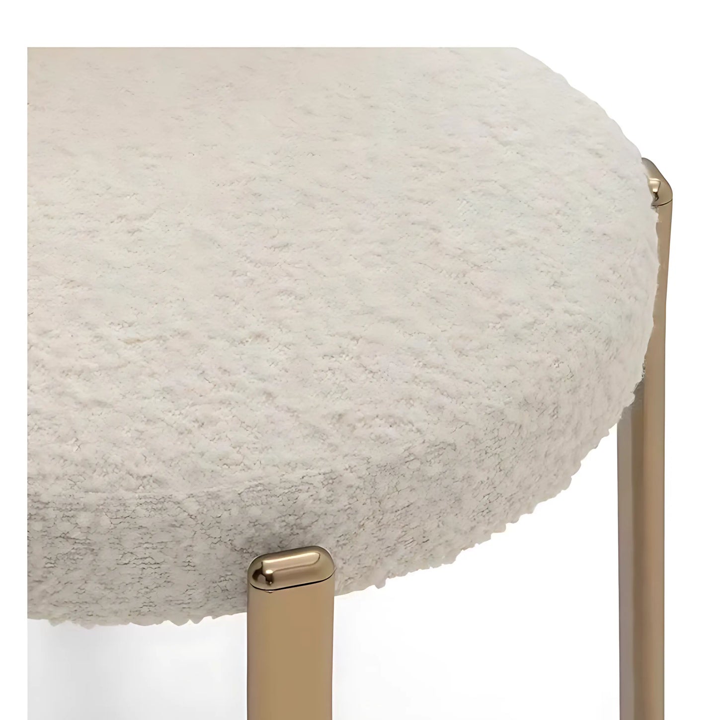 Cream Style Stainless Steel Frame Boucle Seat Dining Chair