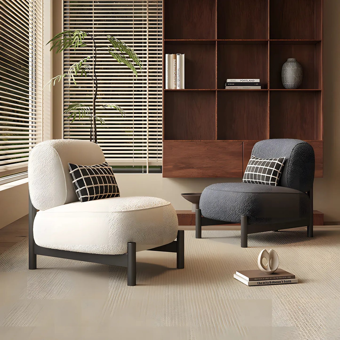 Cream Antique Living Room Single Sofa Designer
