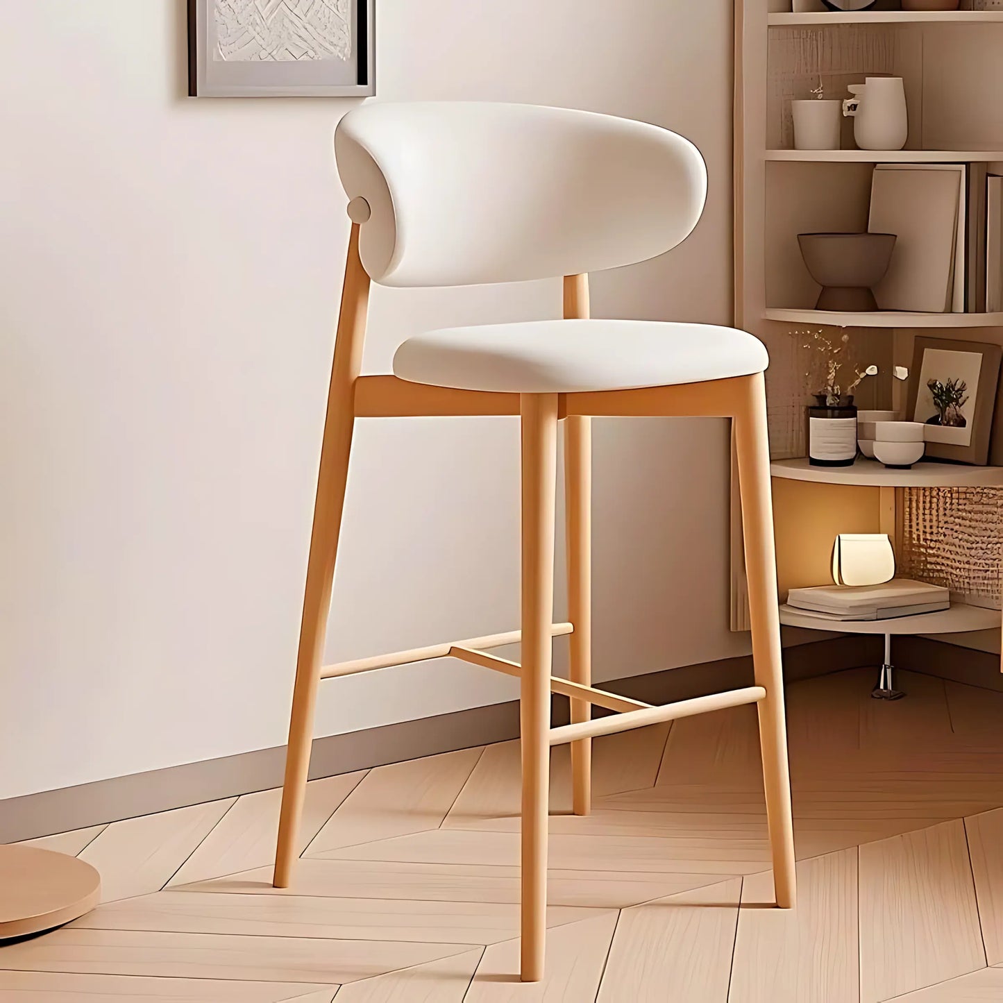 Nordic Luxury Solid Ash Woodr Stools bar Chairs High Chair for Kitchen Counter