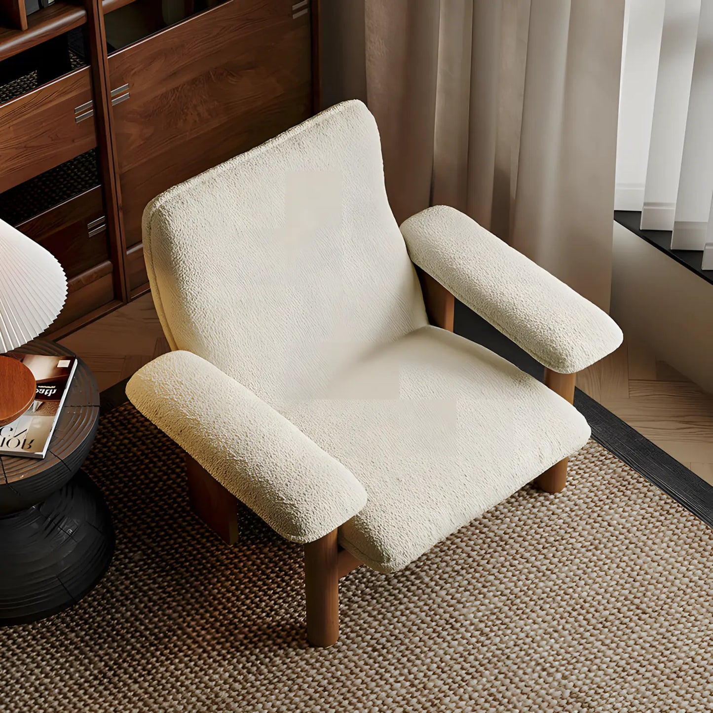 Medieval Wabi-Sabi Solid Wood Designer Single Sofa Chair