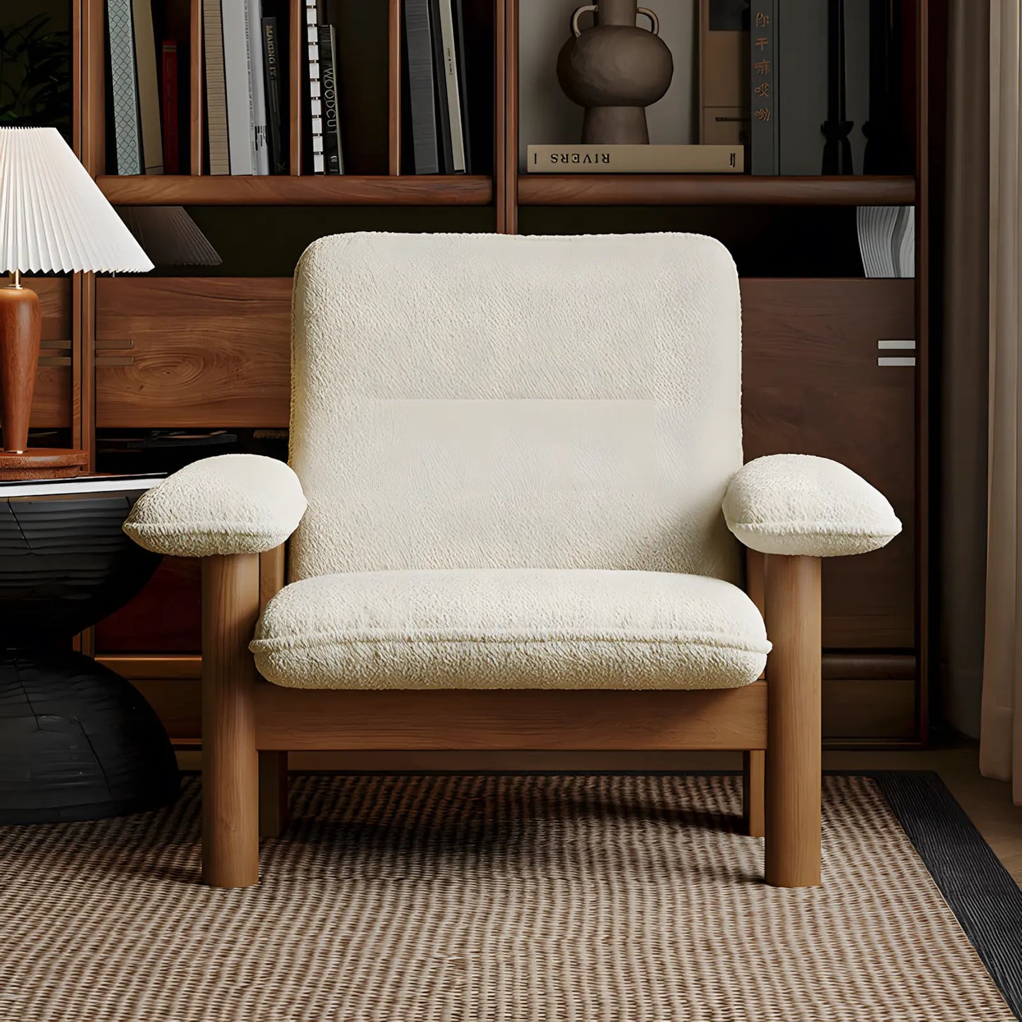 Medieval Wabi-Sabi Solid Wood Designer Single Sofa Chair