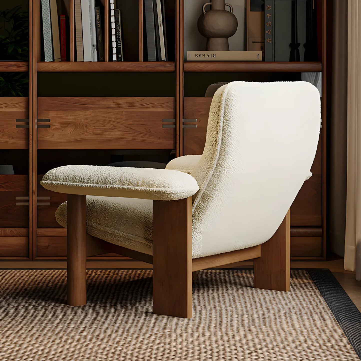 Medieval Wabi-Sabi Solid Wood Designer Single Sofa Chair