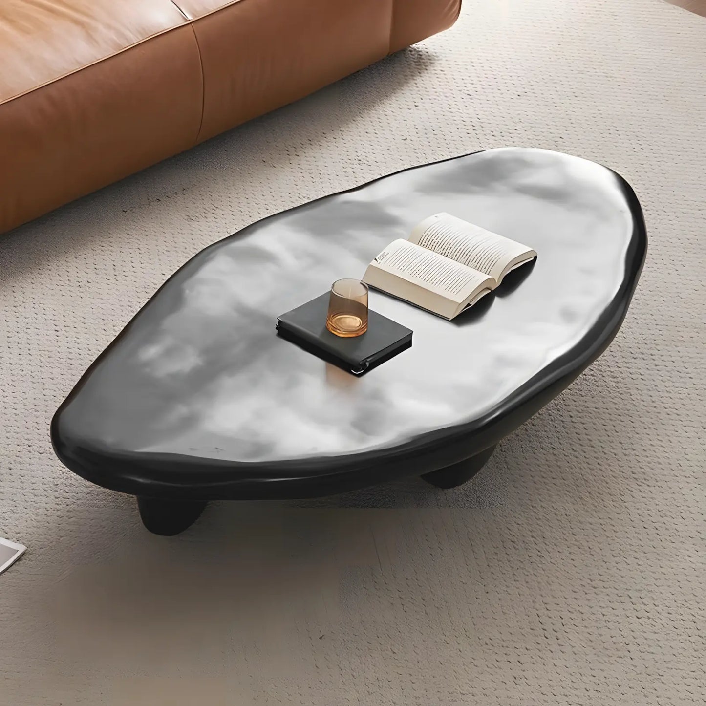 Nordic Wabi-Sabi Cobblestone Coffee Table