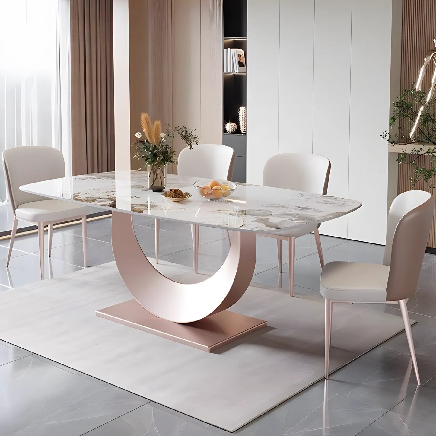 Light Luxury Light Rock Plate Dining Table