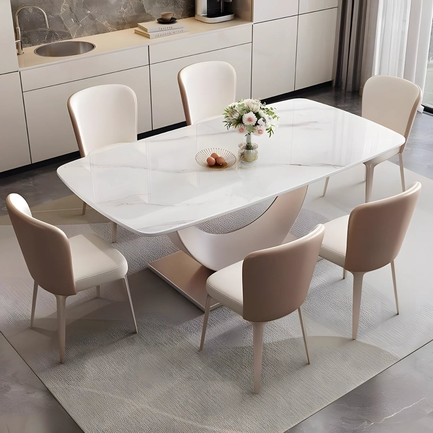 Light Luxury Light Rock Plate Dining Table