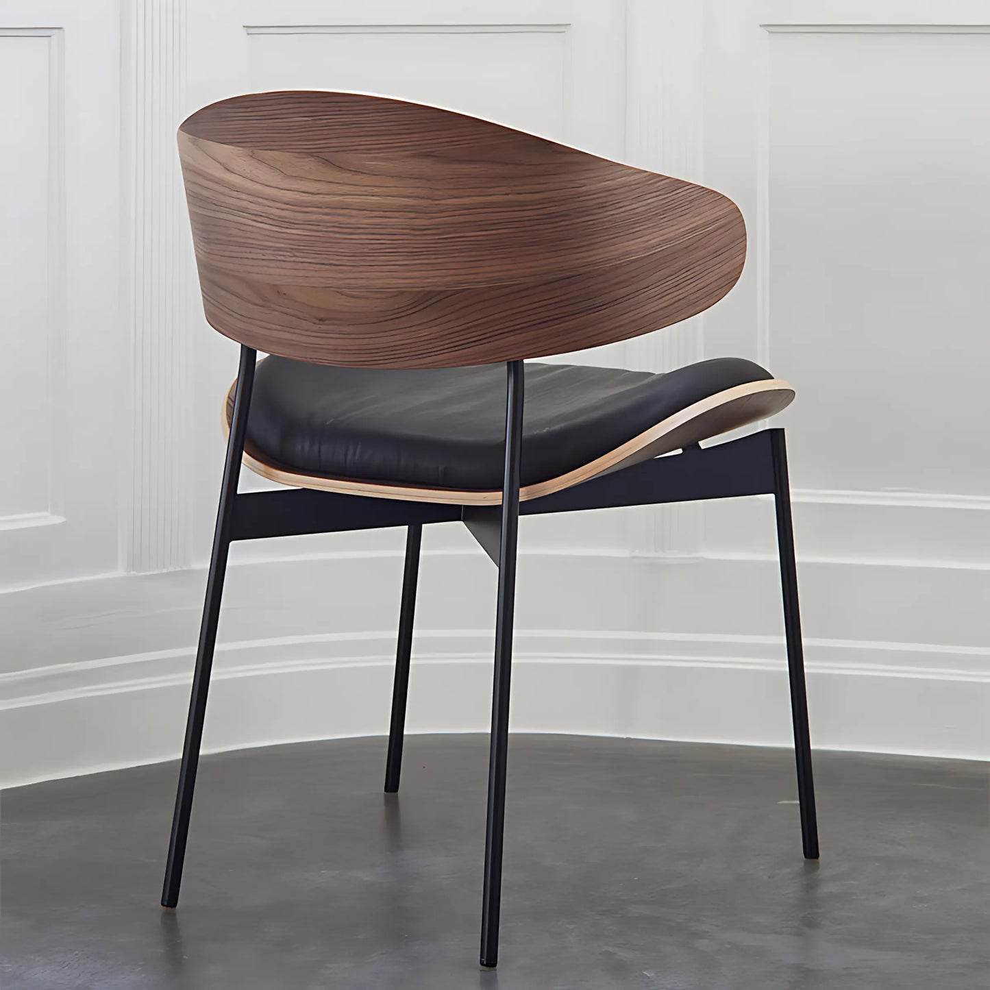Nordic Modern Luxury Wood Leather Dining Chairs