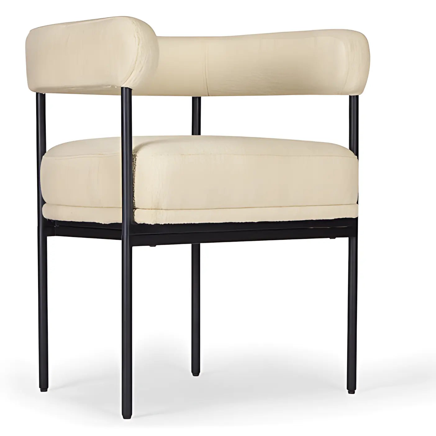Cream Color Solid Tubular Metal Base Dining Chair