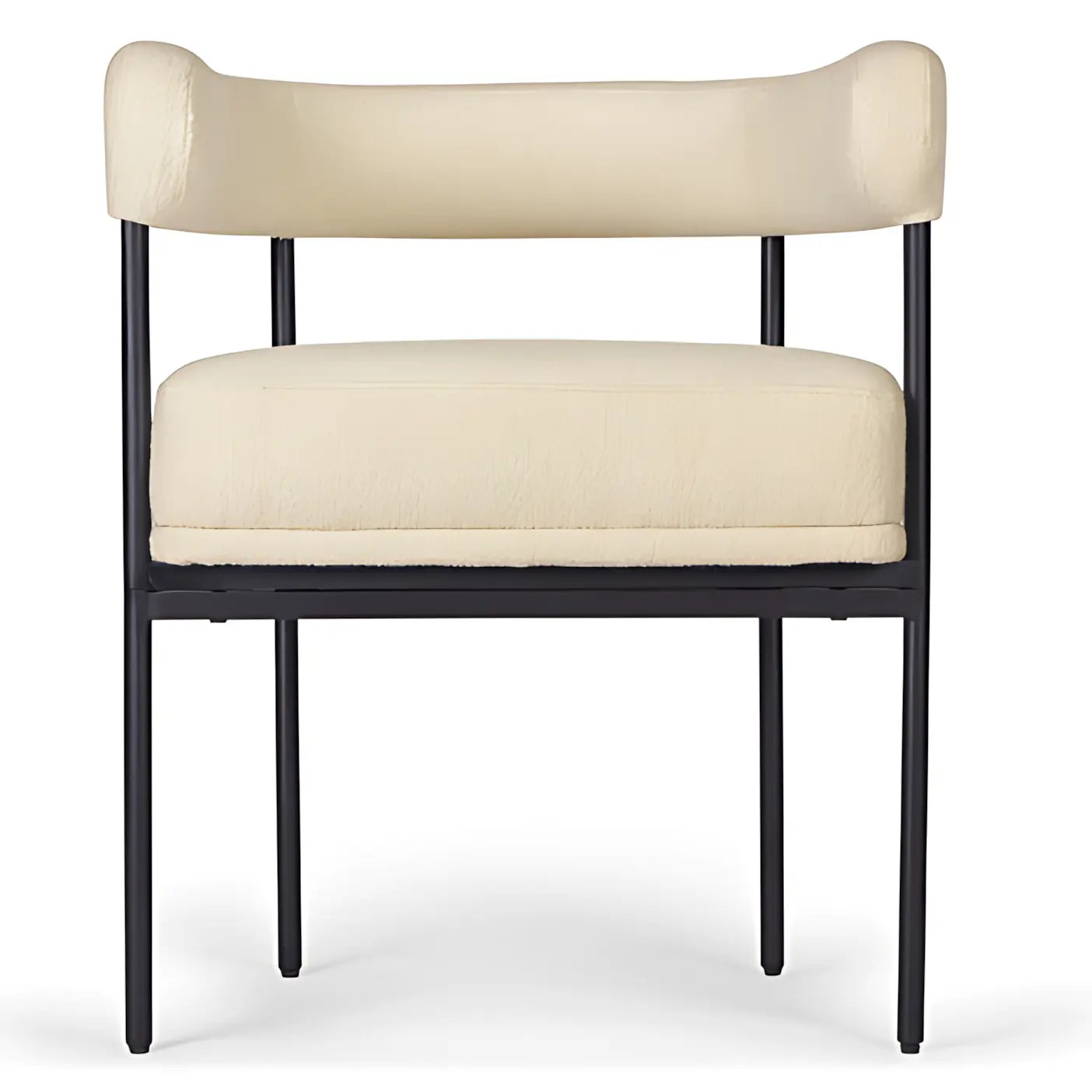 Cream Color Solid Tubular Metal Base Dining Chair
