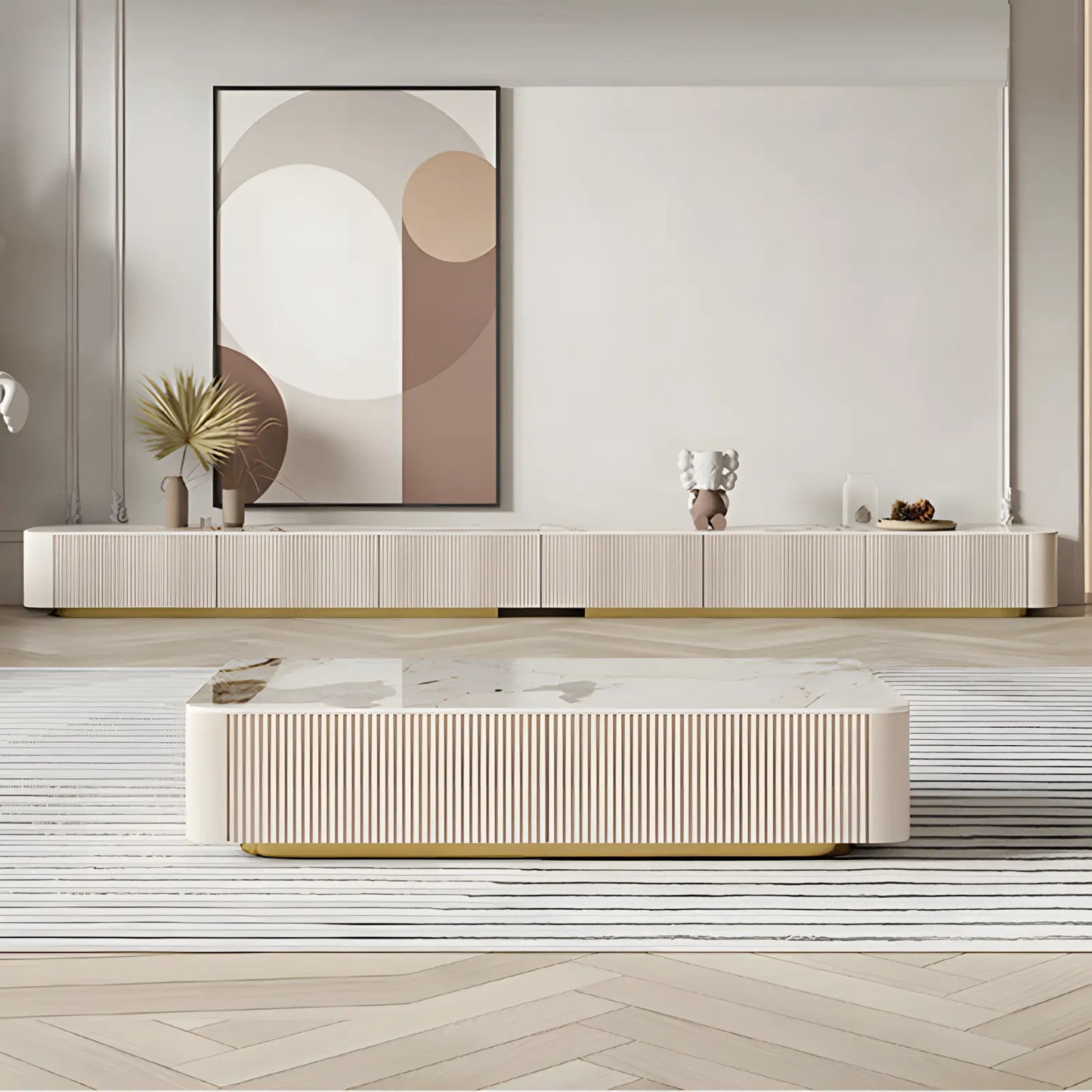 Italian Light Luxury Solid Wood TV Console