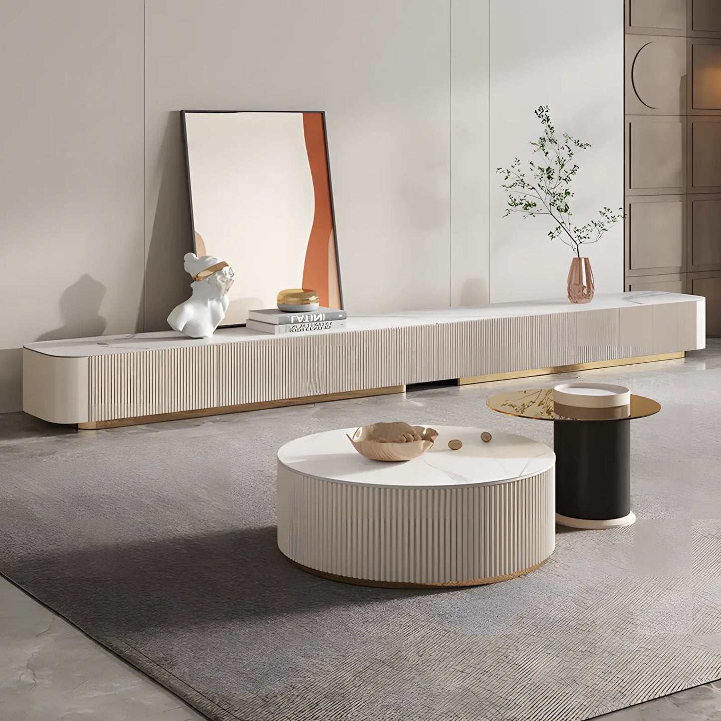 Italian Light Luxury Solid Wood TV Console