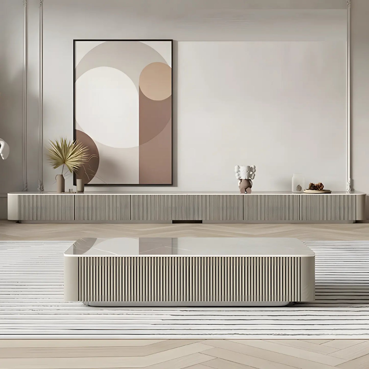Italian Light Luxury Solid Wood TV Console