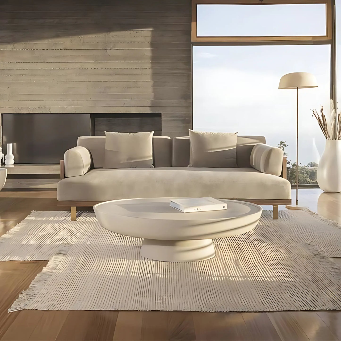 Wabi-sabi Style Fiberglass Baked Lacquer Modern Coffee Table