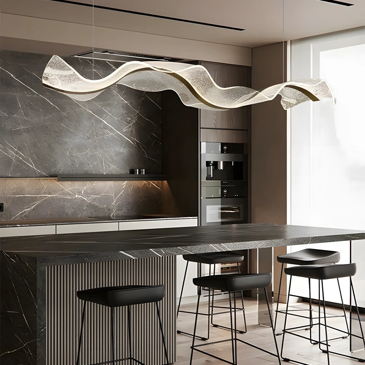 Modern Acrylic Led Chandeliers Rectangular Long Ribbon Chandelier Pendant Lights