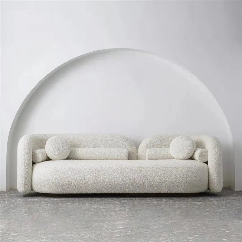 Nordic Style Wooden Frame Boucle Modern Sofa