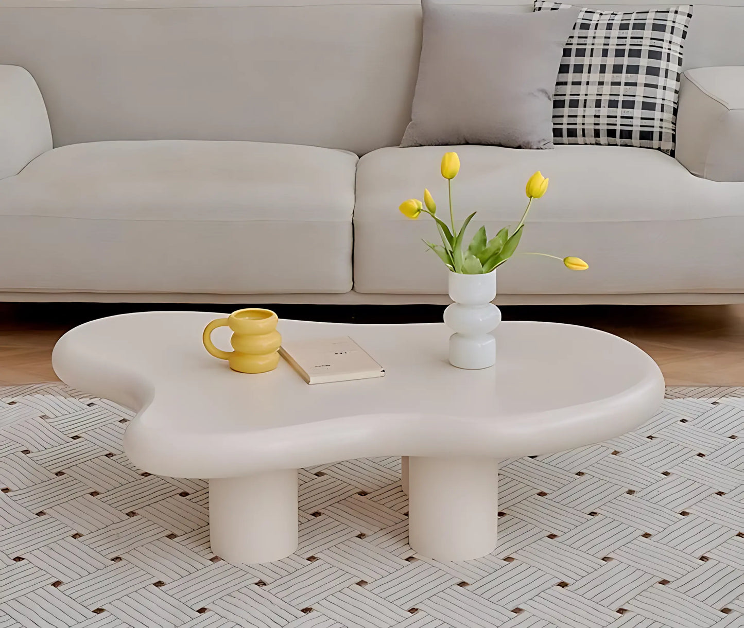 Minimalist Design FRP Material White Cloud Coffee Table