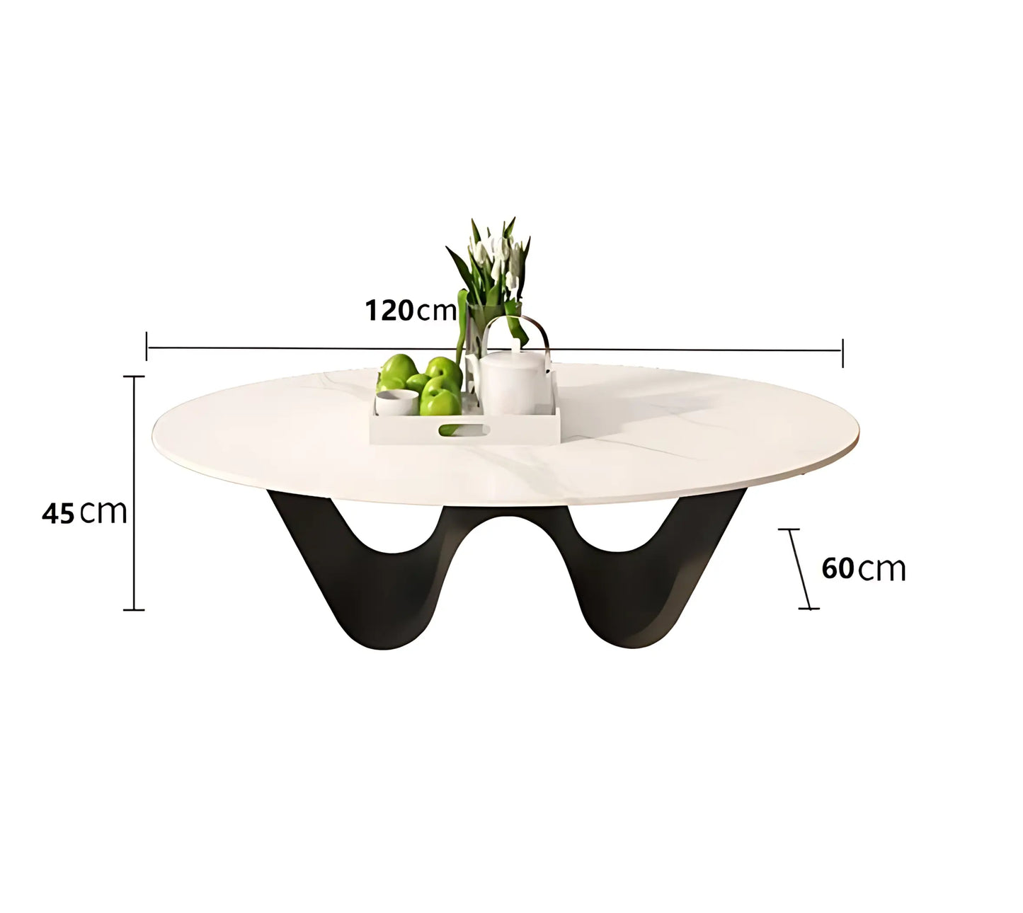 Nordic Design Oval Shape Metal Frame Coffee Table