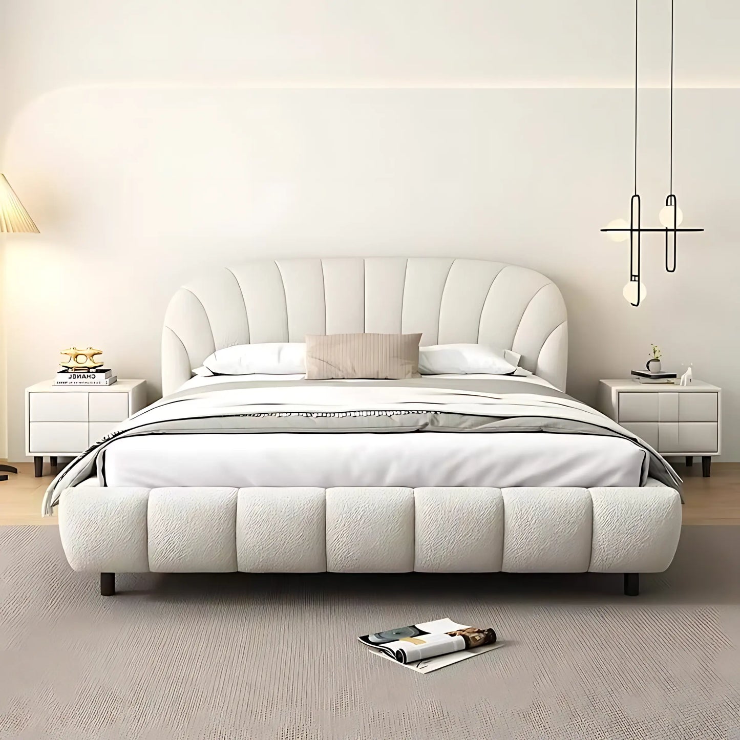 Luxury Up-holstered Double Bed king Size Bed Set Modern Queen Bed Frame