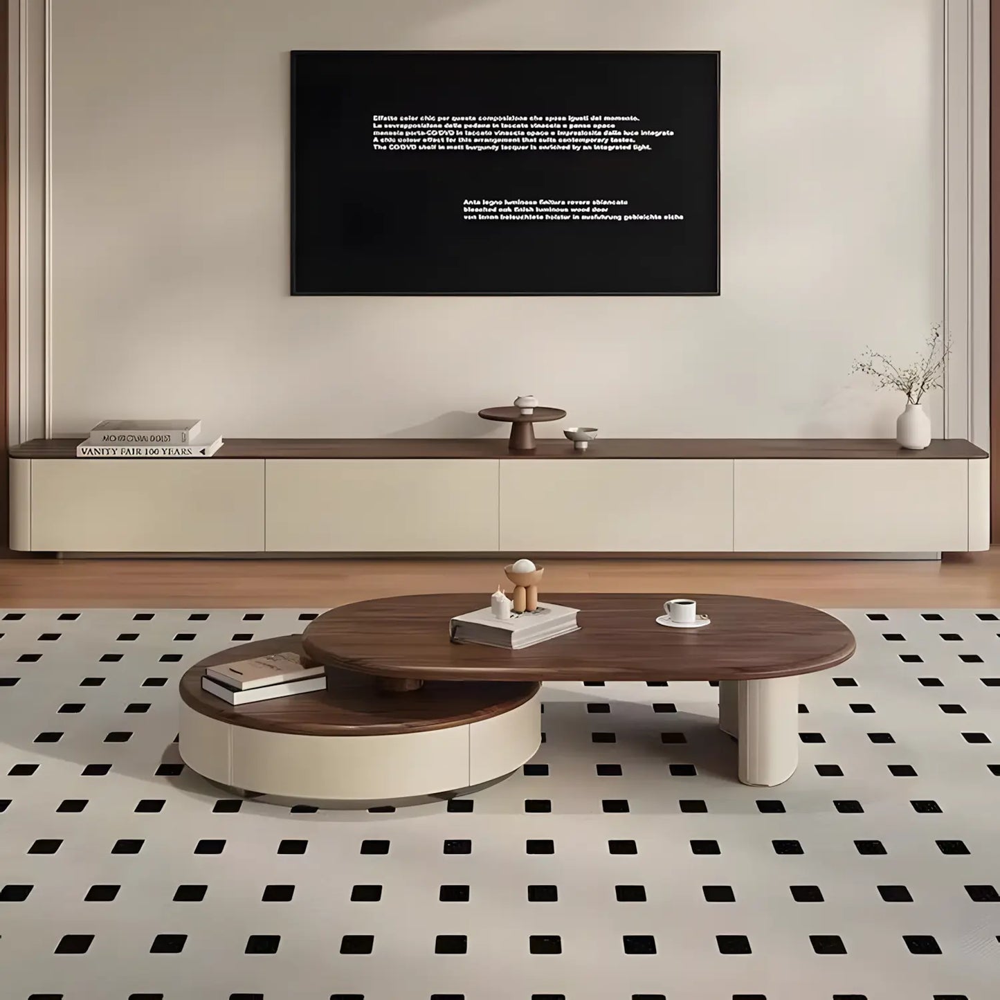 Retro Style Light Luxury Telescopic Round Coffee Table