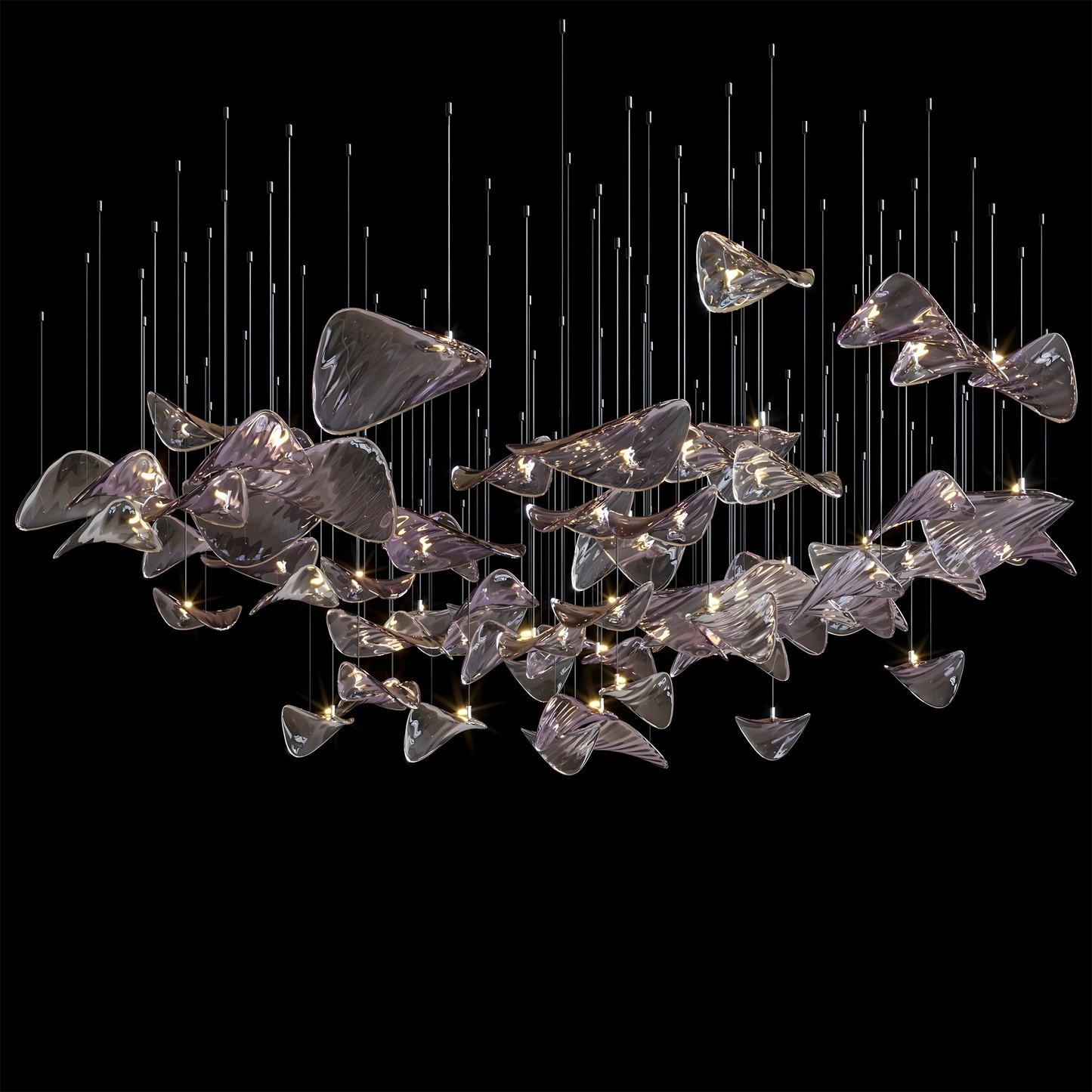 Custom Glass Plate Slightly Purple Light Chandelier Pendant Light