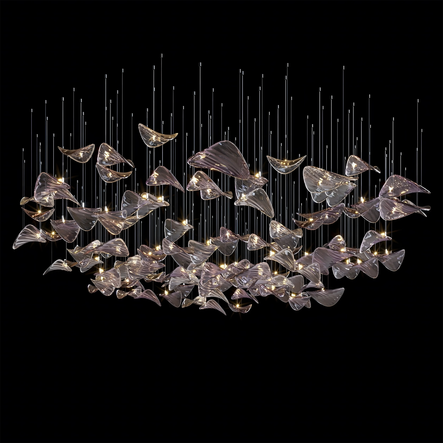 Custom Glass Plate Slightly Purple Light Chandelier Pendant Light