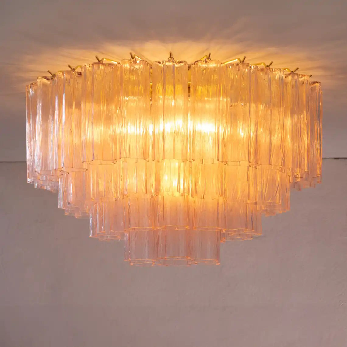 Large ceiling light with Cipria Murano Glass Tronchi, Made in Italy