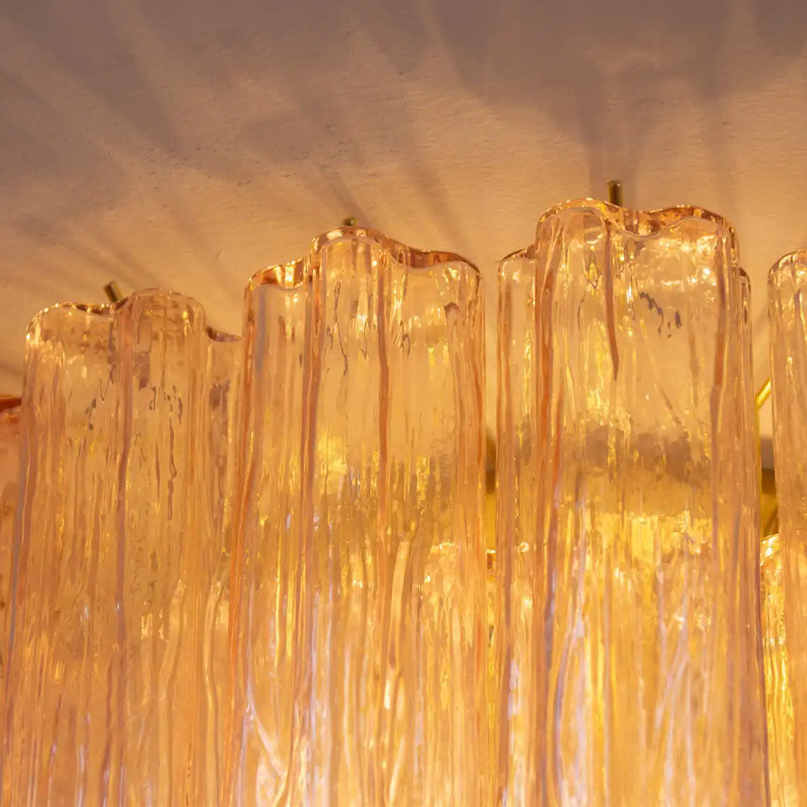 Large ceiling light with Cipria Murano Glass Tronchi, Made in Italy