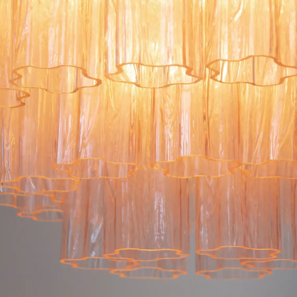 Large ceiling light with Cipria Murano Glass Tronchi, Made in Italy