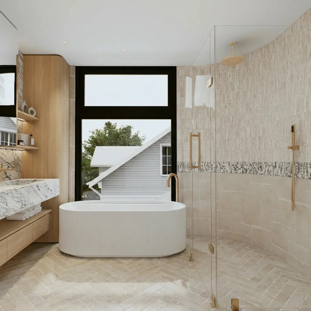 Limestone Herringbone Floor Tiles