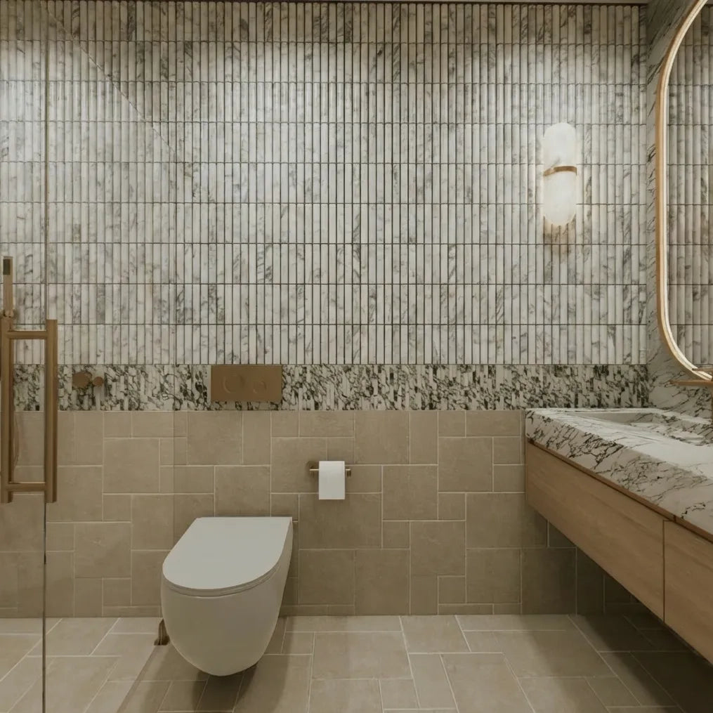 Arabescato Cielo Marble Fluted Wall Tiles