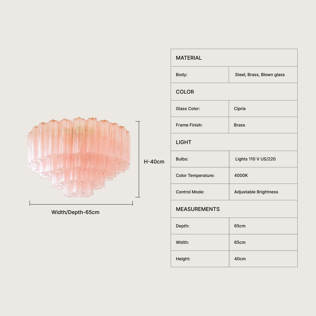 Cipria Murano Chandelier