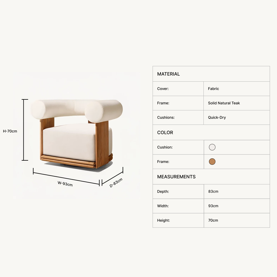 Veyra Teak Swivel Lounge Chair