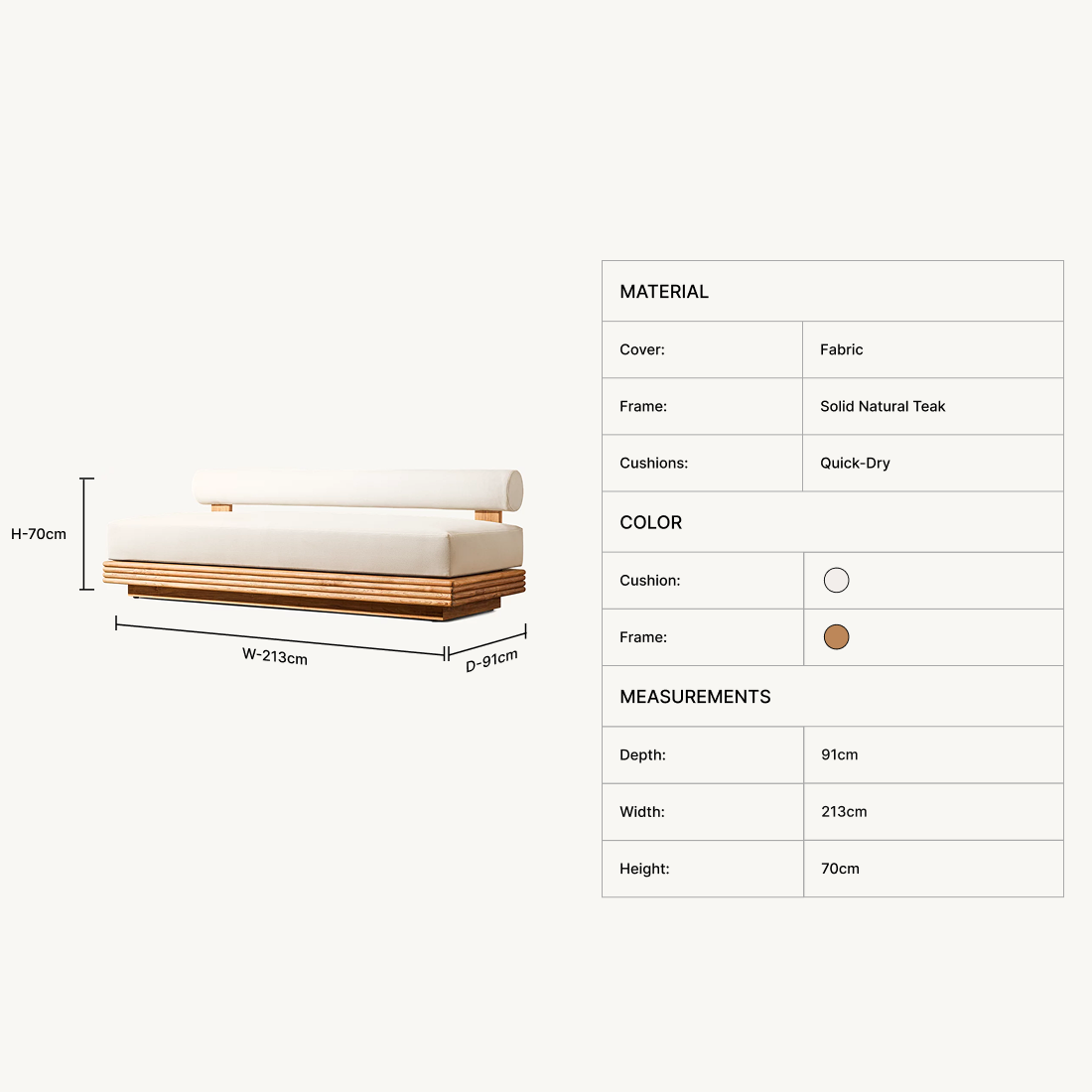 Veyra Teak Armless Sofa