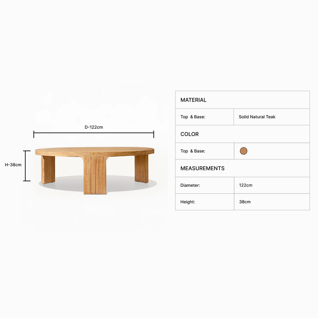 Caelen Teak Round Coffee Table