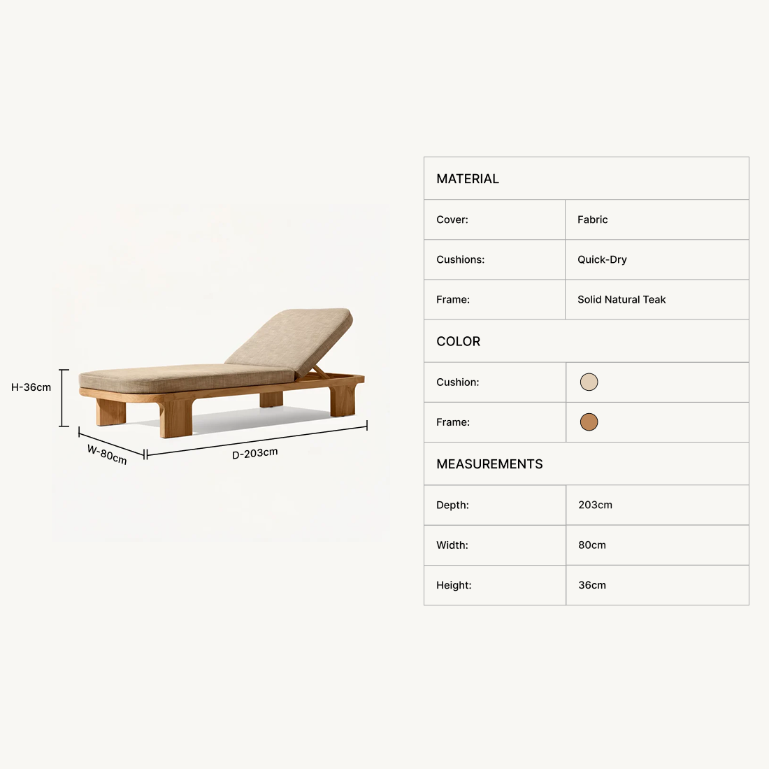 Caelen Teak Chaise