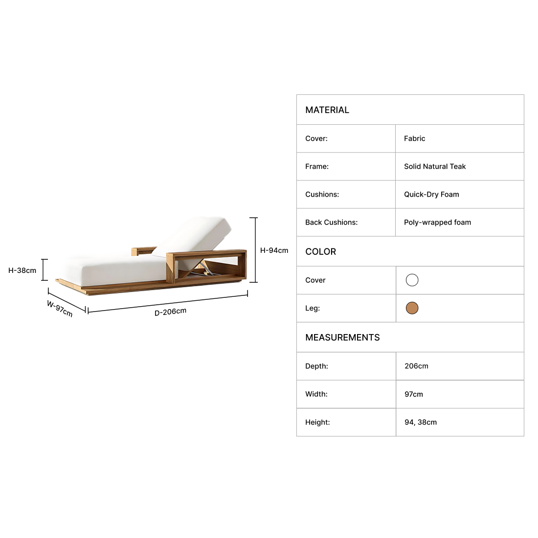 Alvia Outdoor Handcrafted Teak Chaise